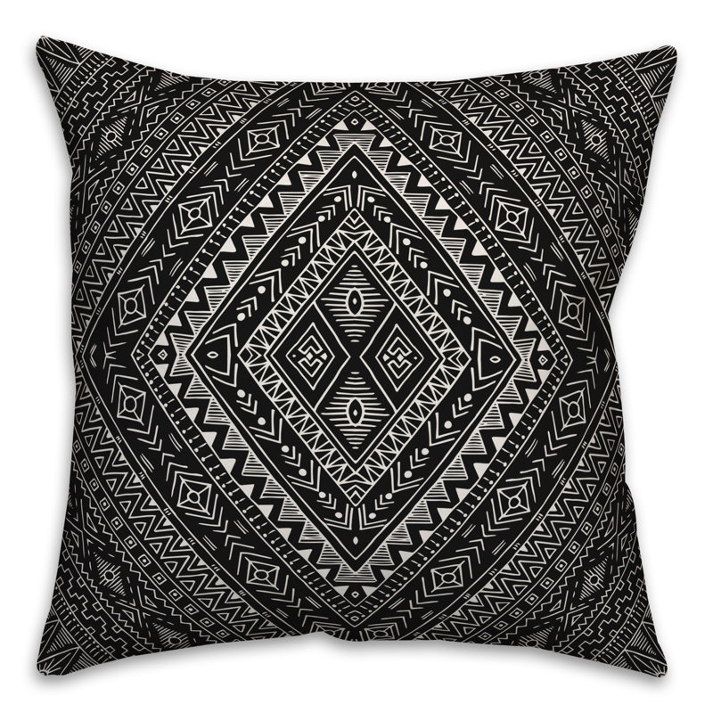 Throw Pillow, 20" x 20", Black/White Geometric 5