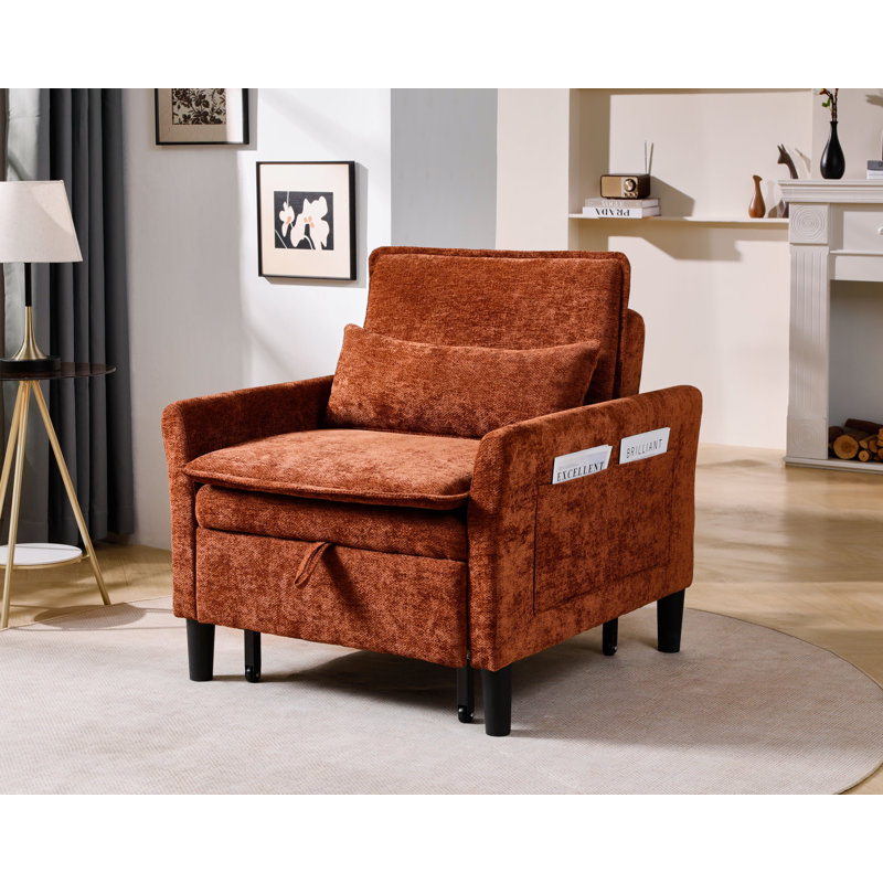 32.28" Chenille Single Sofa Bed / Pull-Out Sleeper Chair / Armchair, Brown