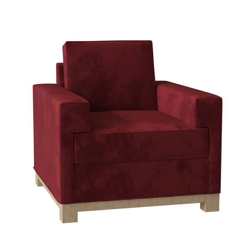 Fauteuil de 38 po de largeur Grace, Velours performance Bella Berry, Souple, Naturel