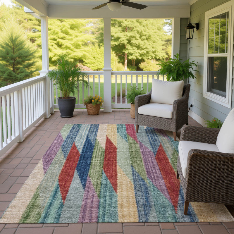 Tapis intérieur / extérieur lavable à la machine Chantille ACN2720, Bleu, 9 pi x 12 pi