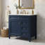 Meuble-lavabo moderne de 91 cm (36 po) avec lavabo simple, meuble de rangement pour salle de bain, lavabo de table, 2 tiroirs et 1 tiroir à bascule, bleu-1614044669