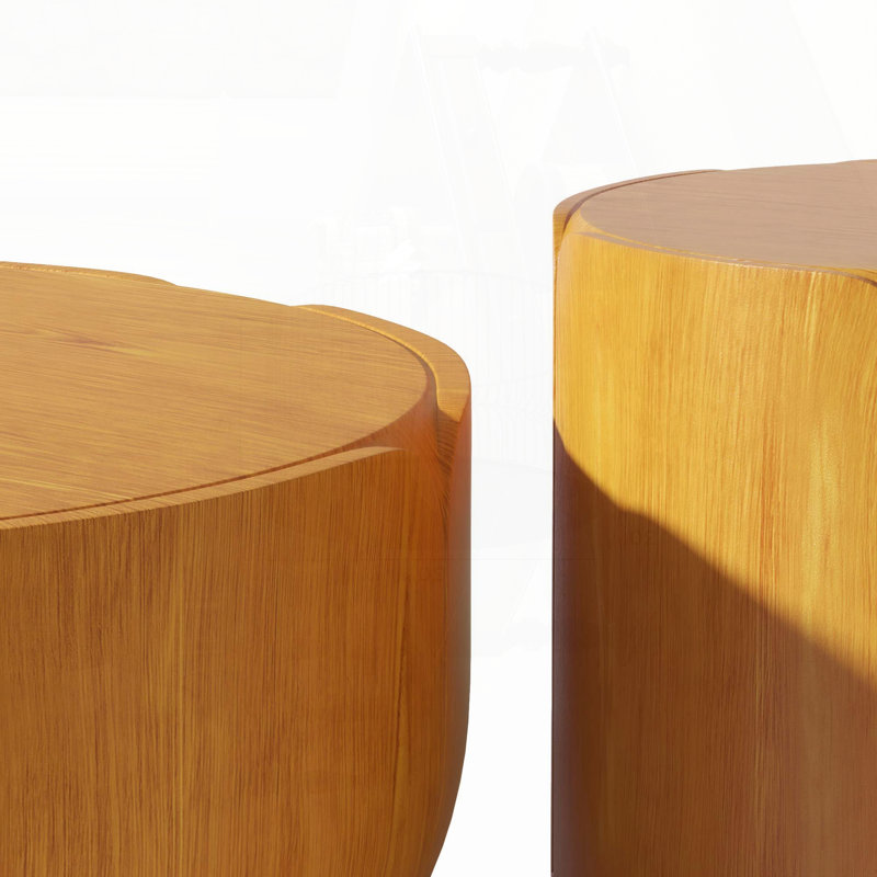 Ensemble de tables basses d'extérieur 2 pièces avec grain de bois et tulipe