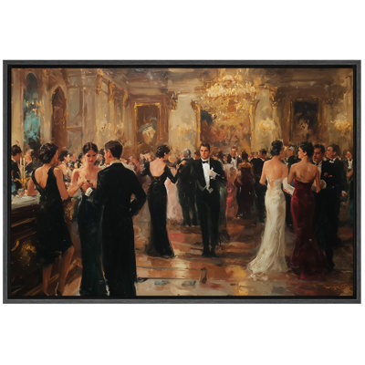 Luxurious Vintage Ballroom Scene - Pictures Extra Large Framed Canvas Print Wall Art