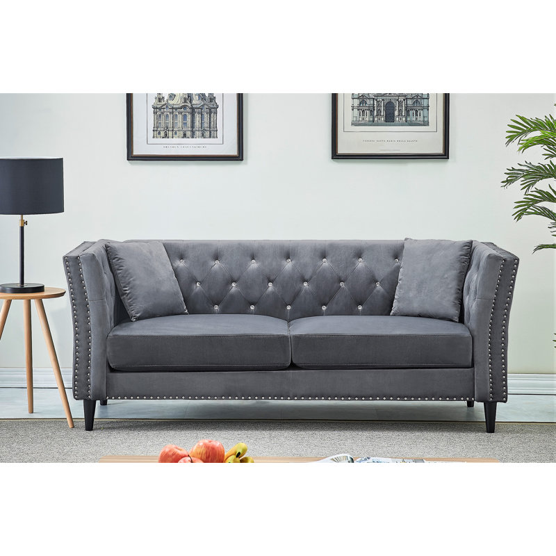 Cicero 80.3'' Velvet Sofa, Grey Velvet