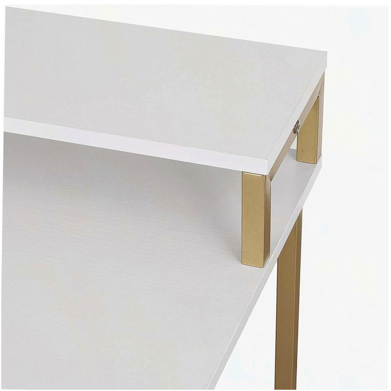Industrial Writing Desk, Gold, White/Gold 