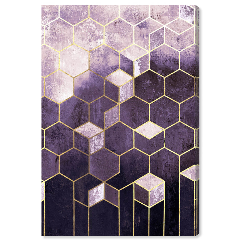 Mauves abstraits géométriques - impression, H 15 po x l 10 po, Toile tendue