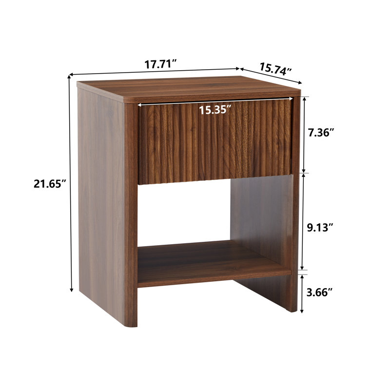 Yusdel 2 - Drawer End Table Set, Walnut