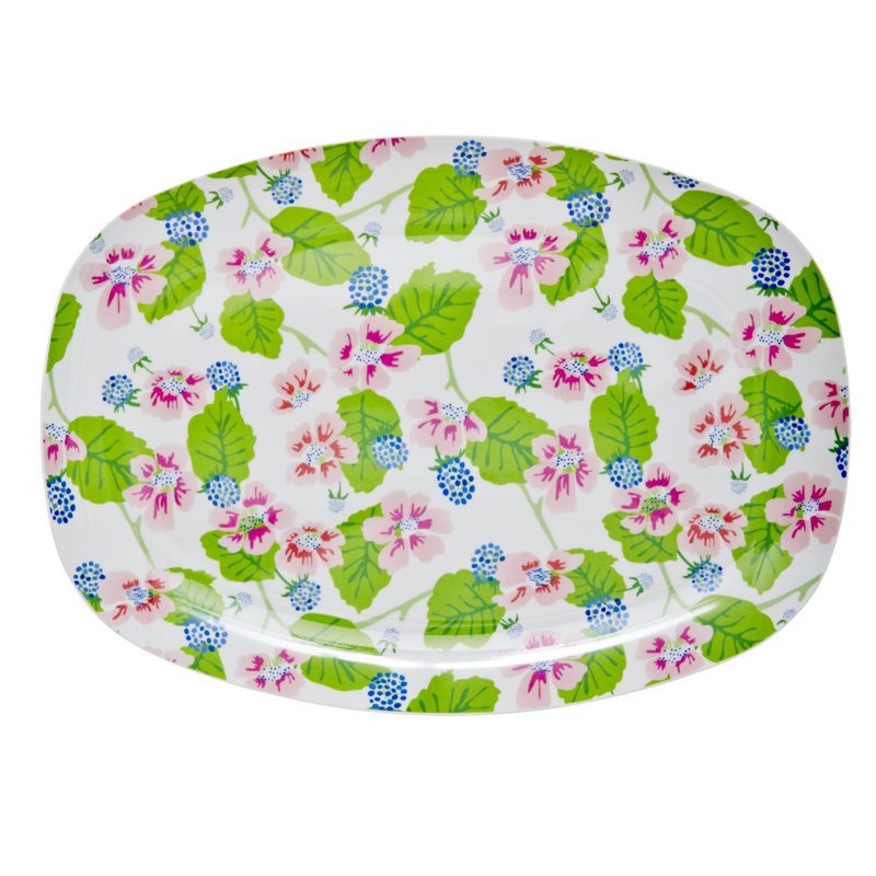 12" Melamine Rectangular Blossom & Berries Plate
