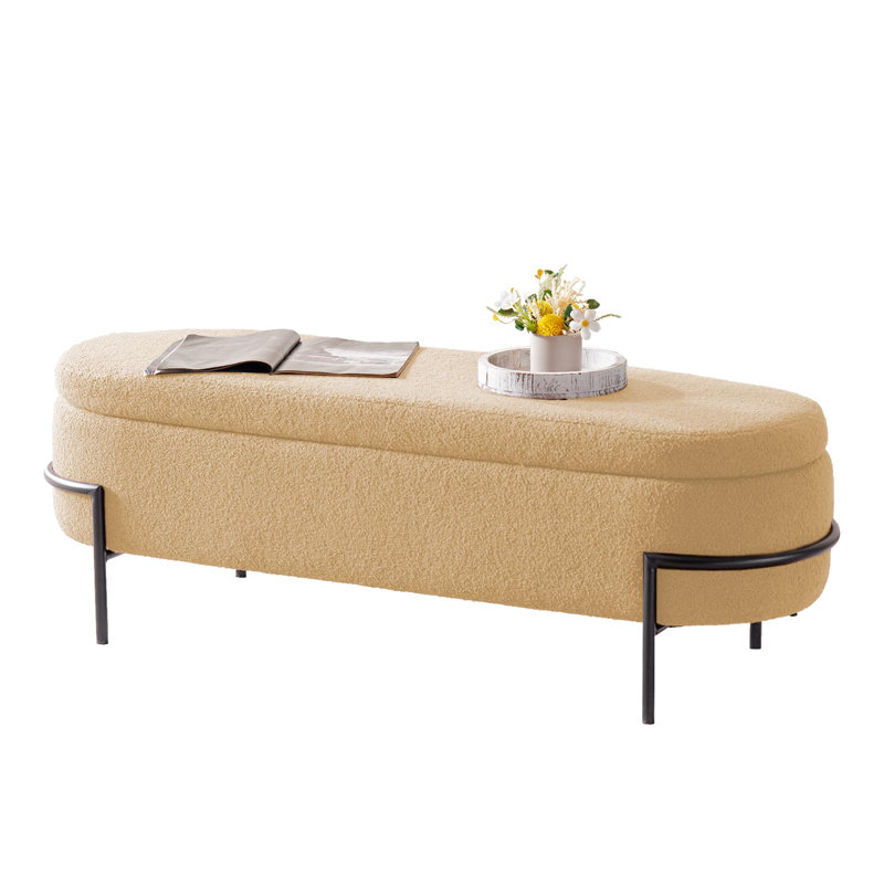 Kendelyn Polyester Blend Upholstered Storage Bench, Brown, 17.7" H x 45.3" W x 16.5" D