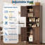Armoire de rangement de 67 po de hauteur avec portes et tablettes ouvertes, tour à linge autoportante avec tablettes réglables, garde-manger moderne pour salle de bain, cuisine ou salon-143007021