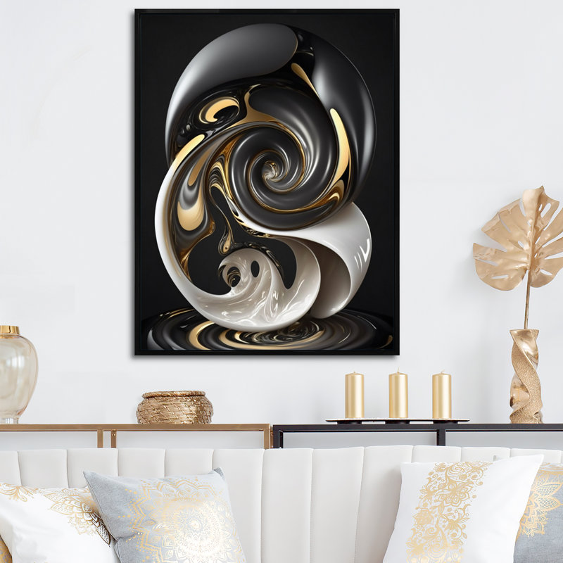 Liquide blanc vitrail I - reproduction sur toile, H 32 po x l 24 po x P 1 po, Toile avec cadre flottant noir