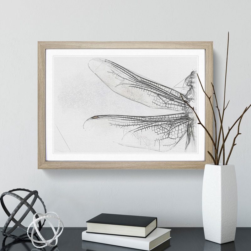 Dragonfly Vol.1 - Picture Frame Graphic Art, 48cm H x 65cm W x 2cm D, Oak