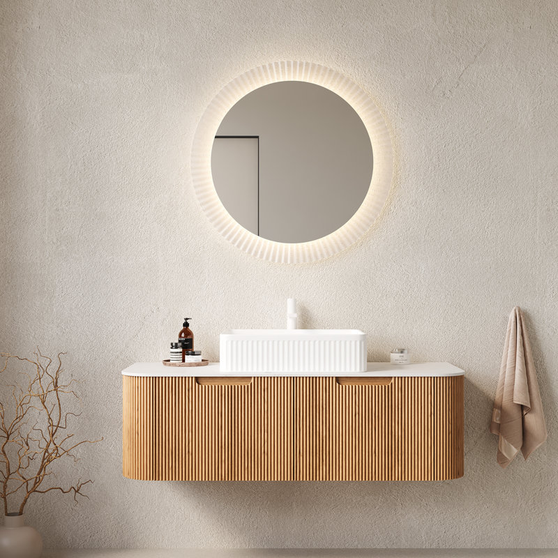 Meuble-lavabo de salle de bain mural 48 po avec lavabo Dina, Beige
