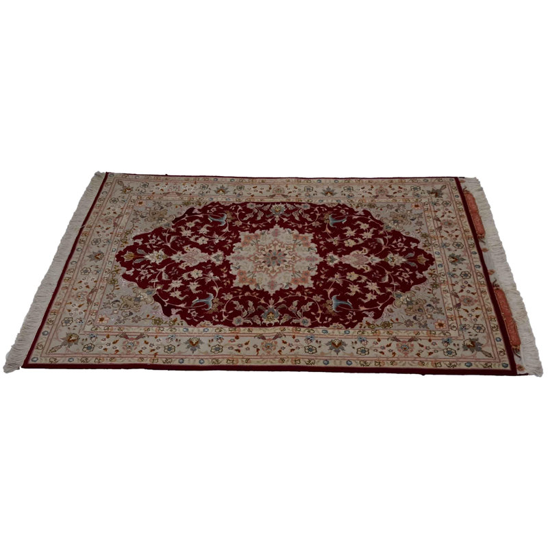 Necdet Oriental Area Rug in Burgundy