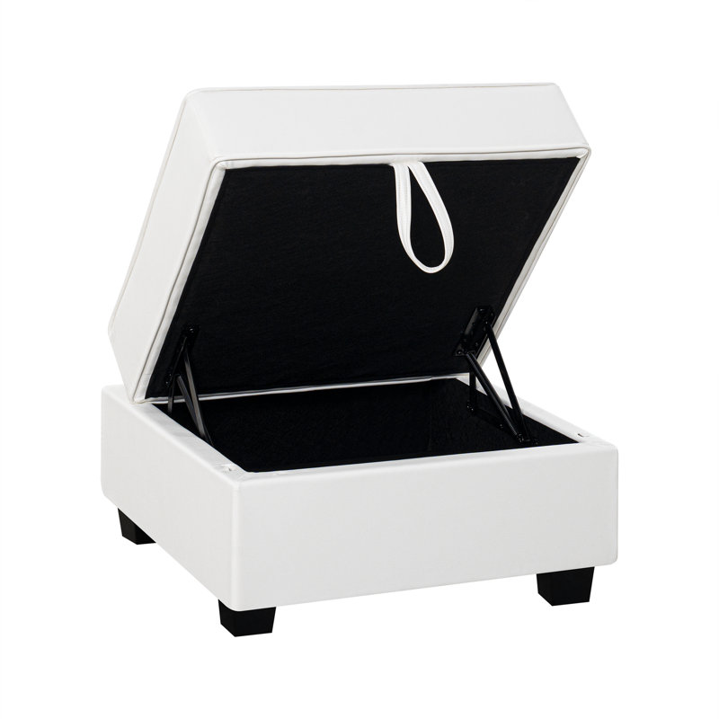 Nahim Ottoman Module for Sectional Sofa – Storage Footrest Cube Seat for Modern Living Room Decor, Bright White