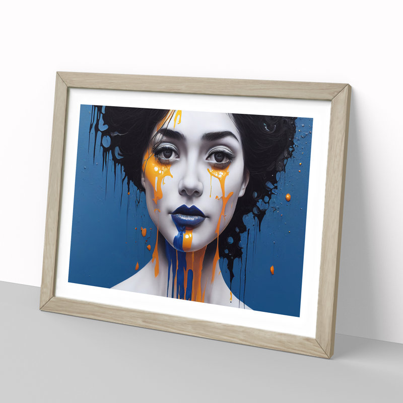 XH1022-10298X Woman Painted Vol.4 Abstract 1 Piece Single Picture Frame Wall Art, 34cm H x 46cm W x 2cm D, Oak Framed