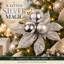Décorations de Noël en forme de poinsettia à paillettes argentées (lot de 12)-1378657540
