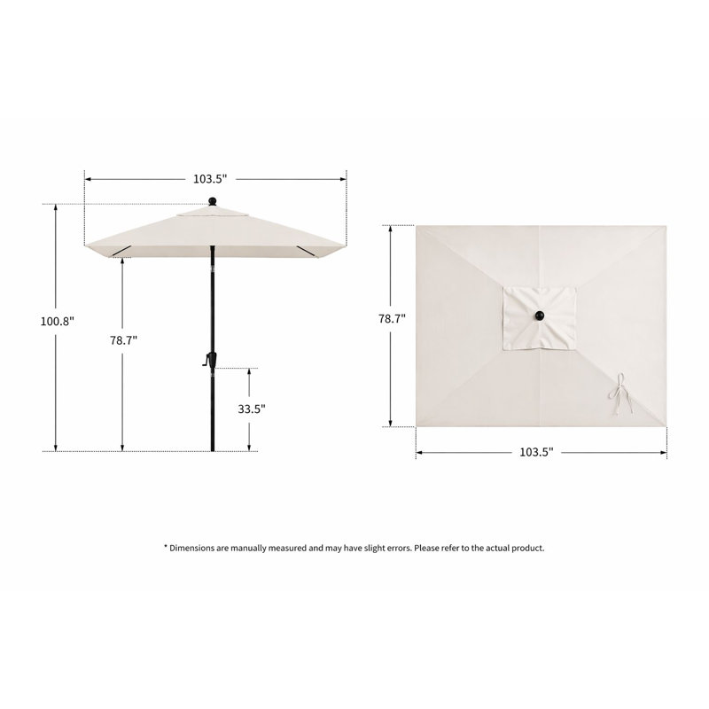 Natalie 103'' x 78'' Rectangular Market Umbrella, Starring Gray, Spectrum Graphite Sunbrella® Plainweave