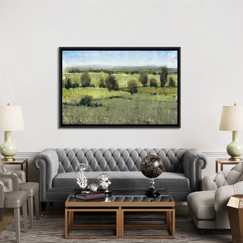 « matinée horizon i », impression sur toile, H 18 po x l 26 po x P 1,5 po, Toile avec cadre noir, Pas de tapis