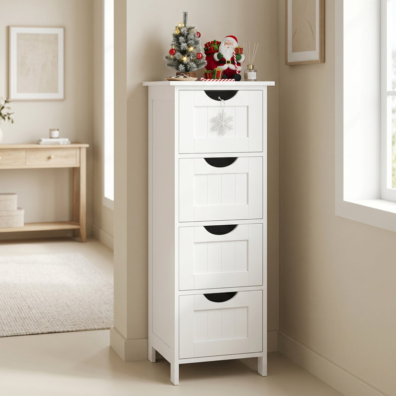 Holtby 11.8" W x 32.3" H x 11.8" D Freestanding Storage Cabinet, White