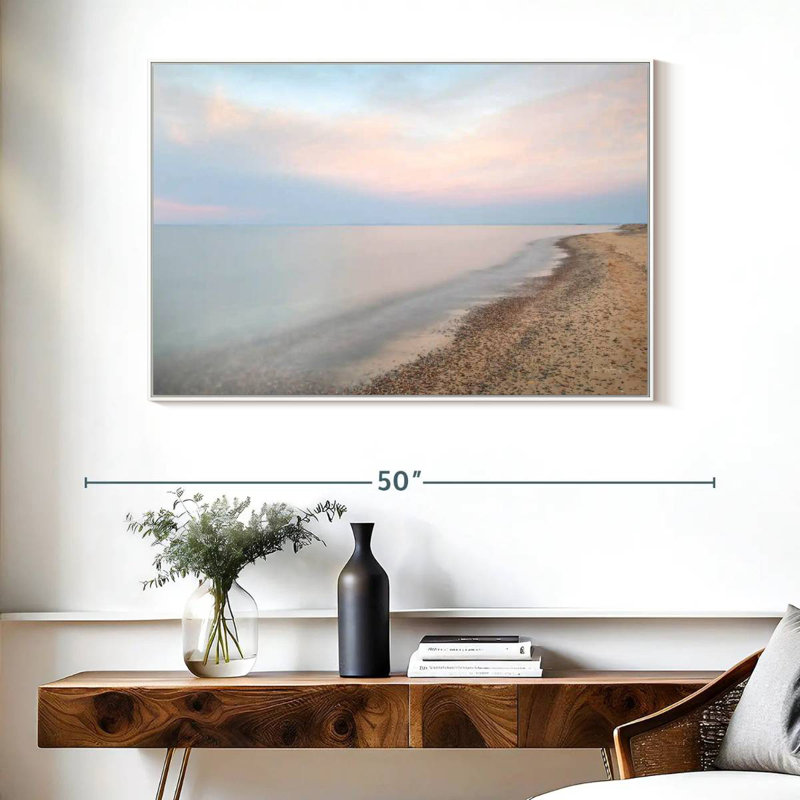 Rive du lac Supérieur, 40 po x 27 po, Cadre flottant blanc