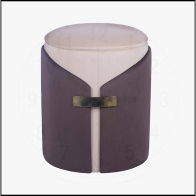 Repose-pieds élégant à deux tons avec rangement caché et accents dorés, parfait pour le meuble-lavabo ou le salon