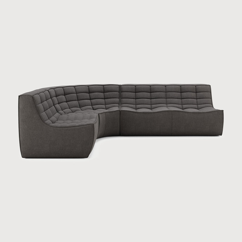 N701 Modular Sofa Set - Combo Left - 1 Seater + 3 Seater + 90° Round Corner, 30" H x 130" W x 79" D