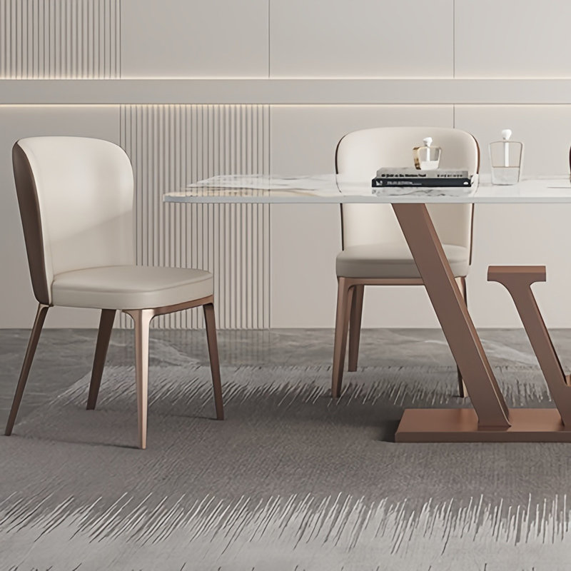 Luxury Rectangular Rock Slab Dining Table Sets, 29.5"H x 55.1"L x 31.5"W
