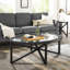 Table basse contemporaine en verre simple avec base en bois de conception unique pour la terrasse - Chaleur, bordure en bois massif de peuplier moderne et surface en bois trempé facile à entretenir, 250 lb-1714919310