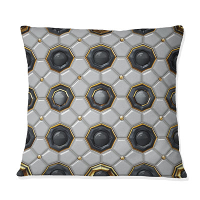 Motif octogonal gris et blanc - Coussin décoratif moderne