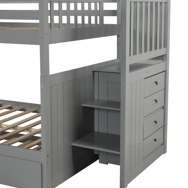 Harriet Bee Cyla Kids Full Over Full Bunk Bed with Trundle with Drawers ...