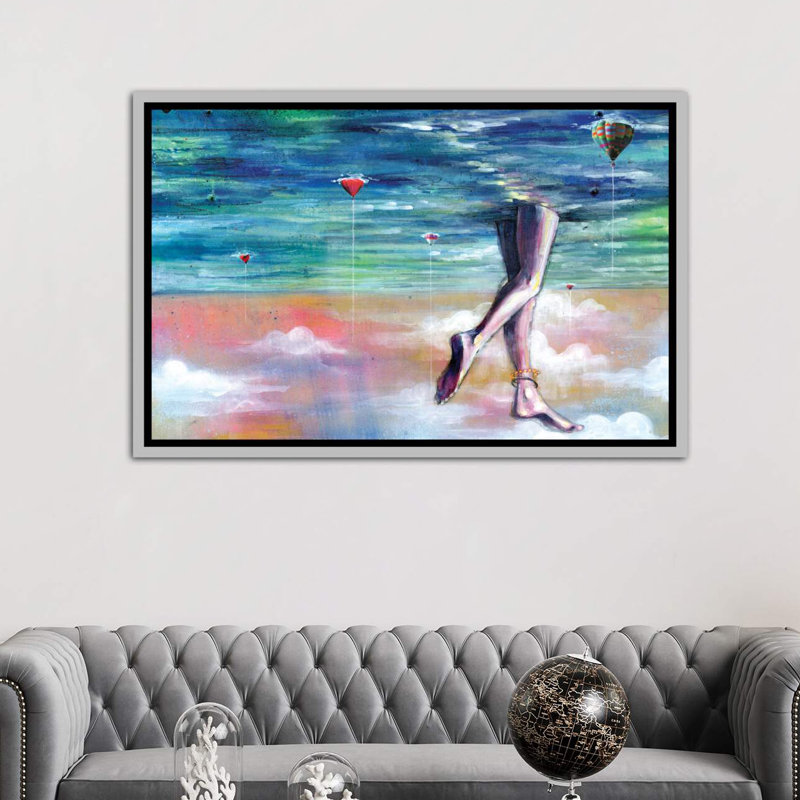 " Cloud Walk ", Silver Framed Canvas, 18" H x 26" W x 1.5" D
