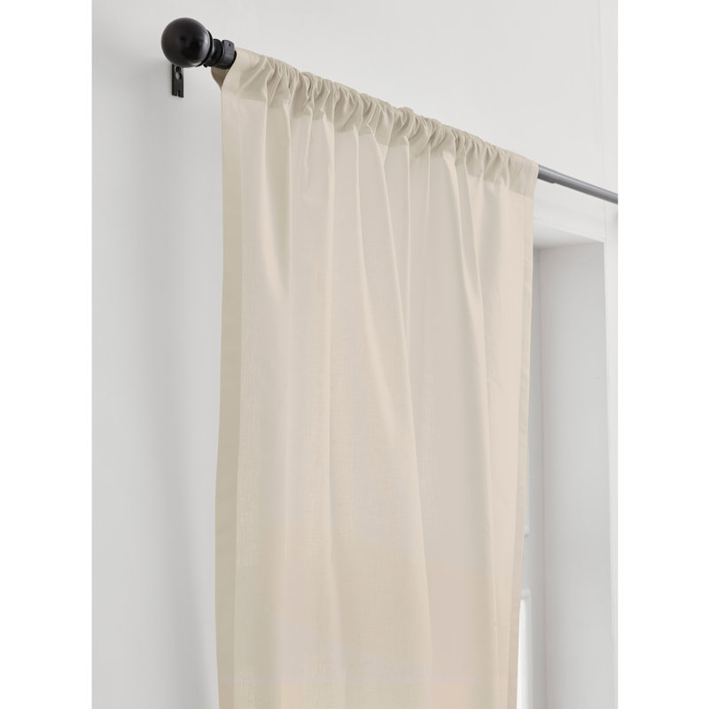Cotton Linen Curtain with Rod Pocket, Linen, 52" W x 120" L