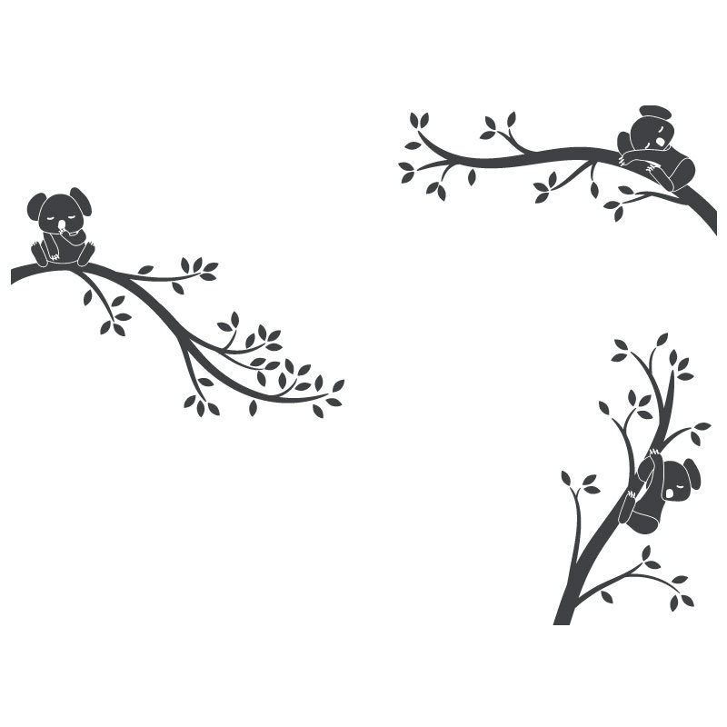 Décalcomanie murale branches monochrome tree branches Koala, Anthracite