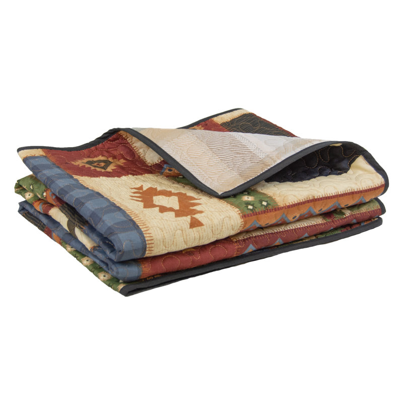 Rustic Multicolor Reversible Polyester Throw Blanket 50" x 60"