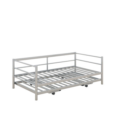Twin Size Metal Daybed With Adjustable Trundle
