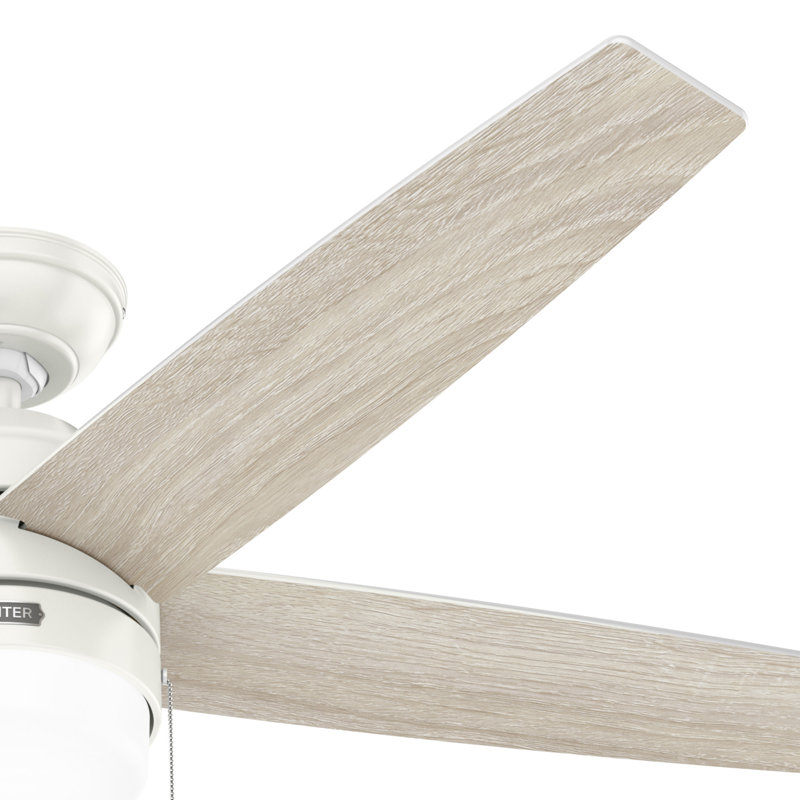 Ventilateur de plafond à 5 pales de 52 po avec lumières et chaînes à tirer Bardot, Blanc frais