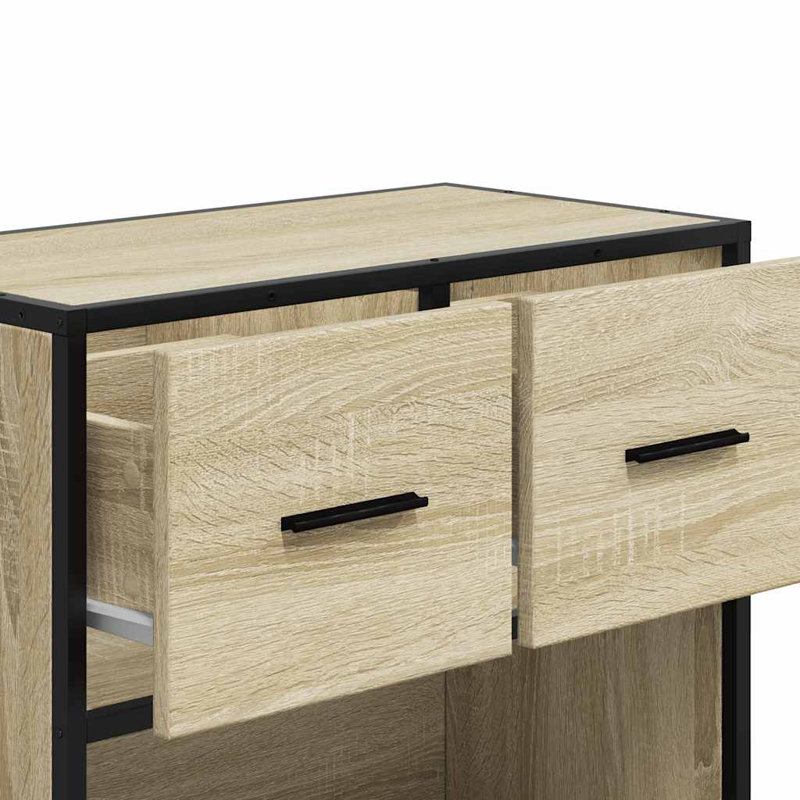 60cm W Metal Bedside Table, Sonoma Oak
