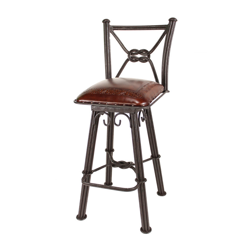 Tabouret de bar en fer avec dossier Kolbee (motif classique)