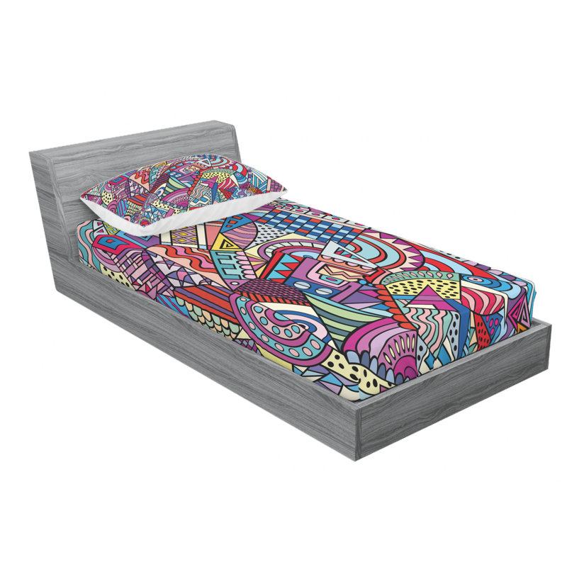 Psychedelic Microfiber Sheet Set, Twin Sheet Set + Fitted Sheet + 1 Pillowcase
