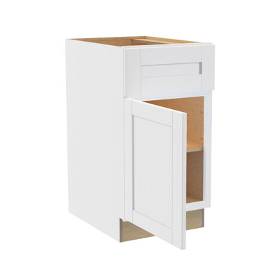 Gallery Express Mercer Plywood Assembled 18 in W X 24 in D X 34.5 in H Base Kitchen Cabinet with Drawer Left in White