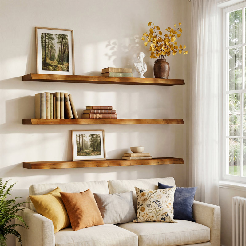 Tablettes murales flottantes en bois, Brown