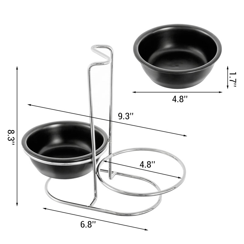 Kitchen 2-Bowl Black Ceramic Spoon Rest