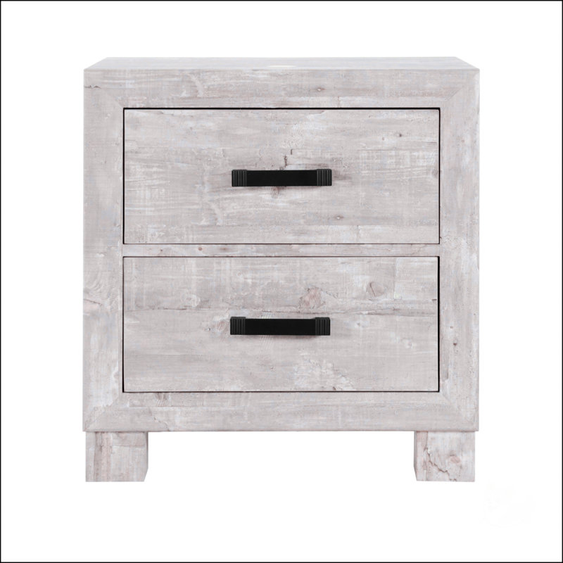 Table de chevet 2 tiroirs en gris