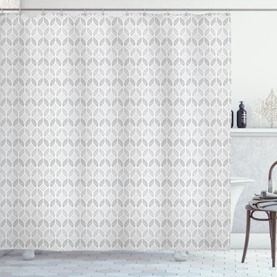 East Urban Home Funky Shower Curtain Geometric Pattern Greyscale Dimgray Pale Grey