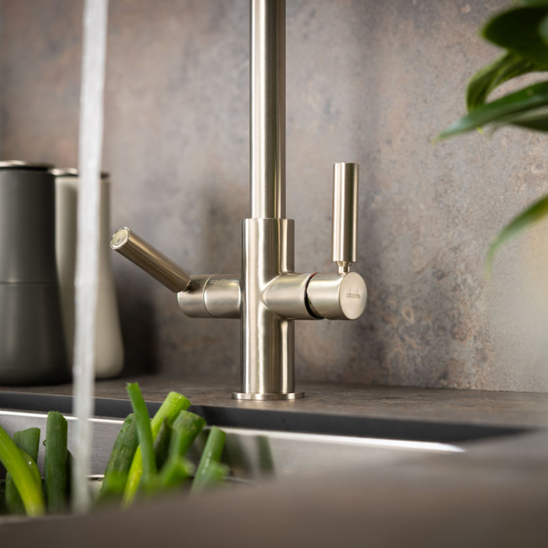 Globe Aquifier Twin Lever Water Filter Monobloc Tap, Brushed Nickel