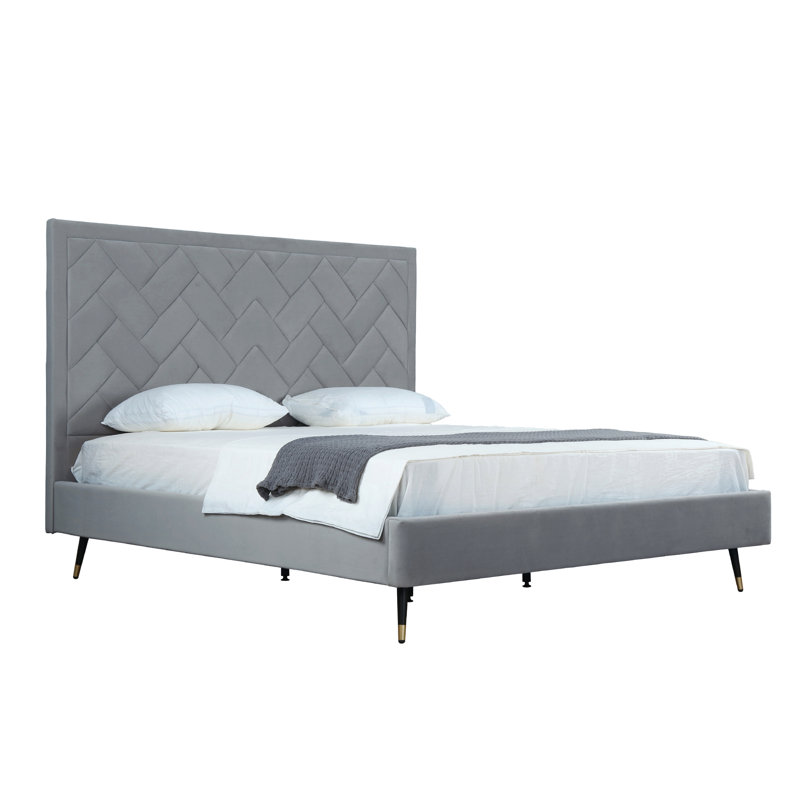 Toshiye Upholstered Platform Bed, King, Gray