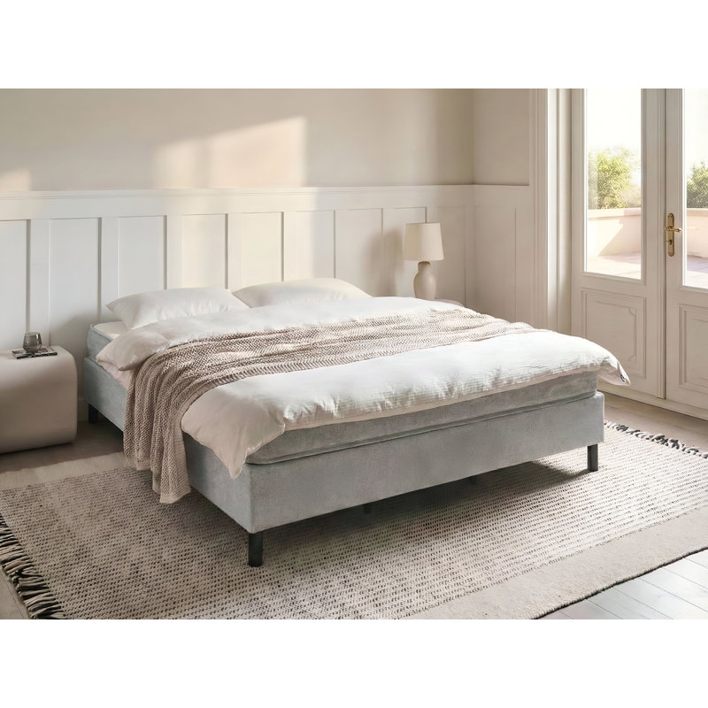 Upholstered Fabric Bed with Mattress, Super King (6'), Grey