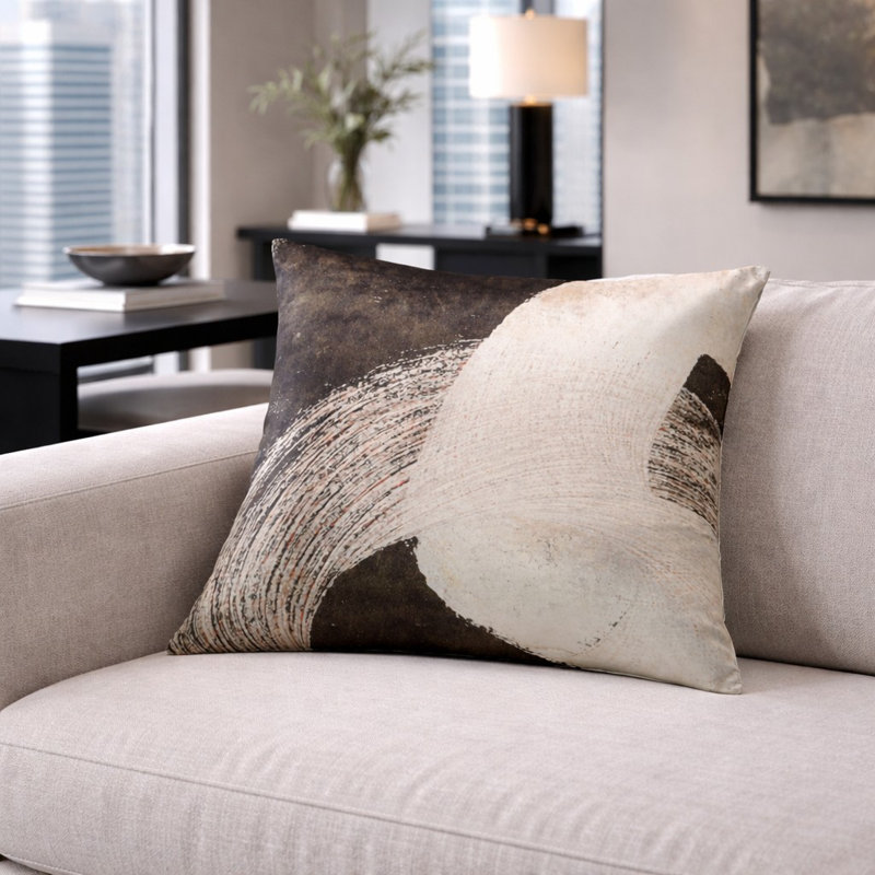 Forest Green and Beige Abstract Pillow
