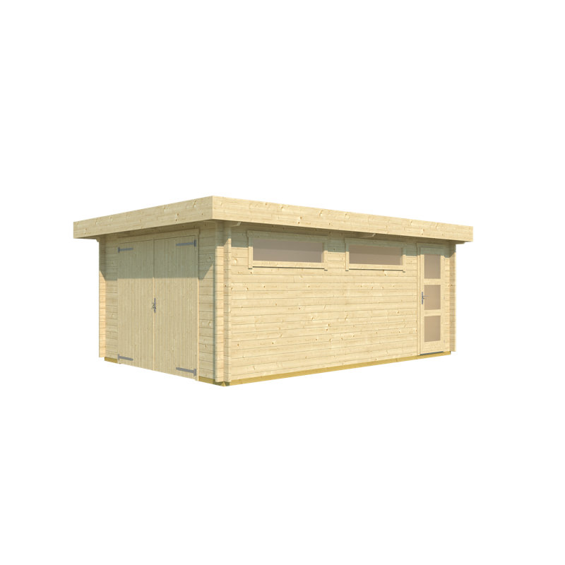Lasita Canberra 18 x 12 Ft. Premium Garage Log Cabin With Side-Hung Garage Doors (44mm)